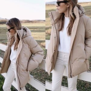XL Jenni Kayne 80% Down washable hooded puffer.Neutral Cream.2 pockets.Size XL